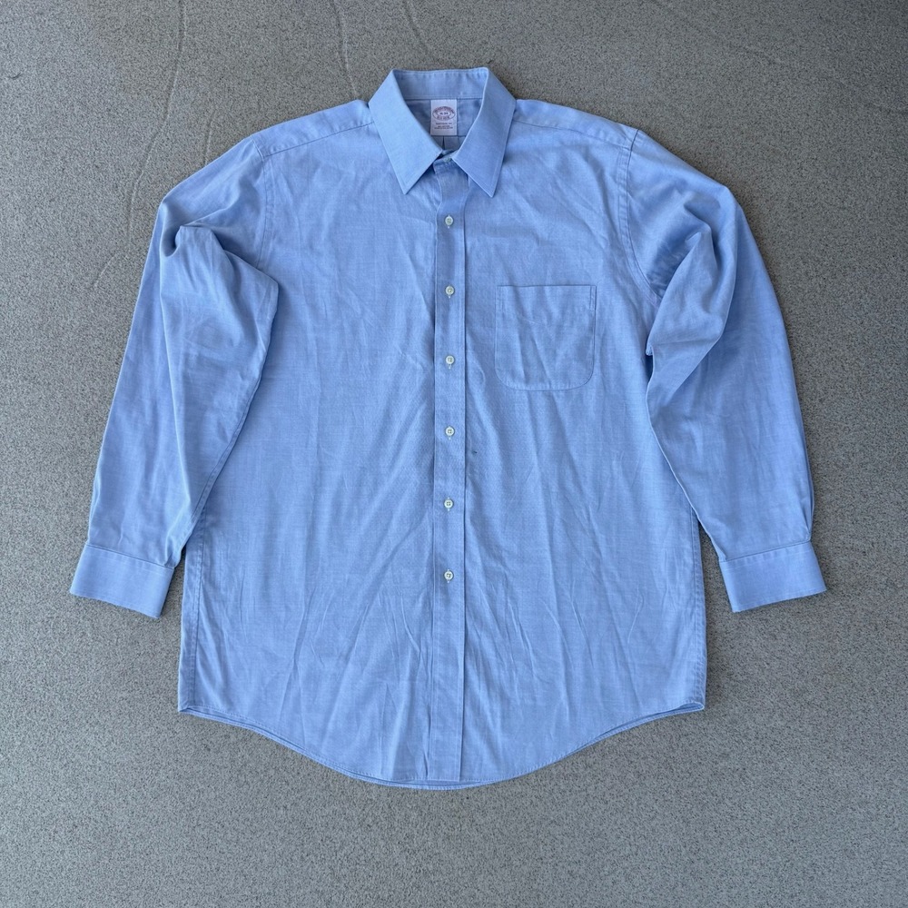 Brooks Brothers Traditional Fit 16-34 Shirt - Mens Blue Cotton Button Down